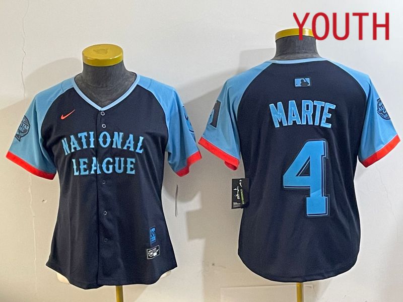 Youth Arizona Diamondback #4 Marte Blue All star 2024 Nike MLB Jersey style 1